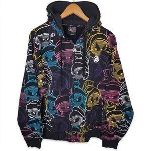 Vintage Lot 29 Marvin The Martian AOP Hoodie Jacket Y2K Streetwear Large Rare